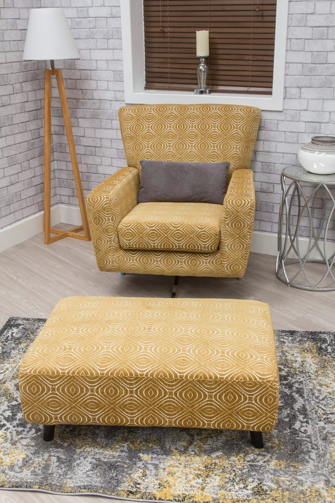 Occasional Poppy Swivel Chair / Footstool & Cushions - Ochre