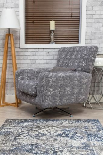 Occasional Poppy Swivel Chair / Footstool & Cushions - Grey